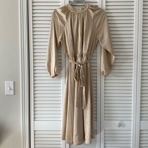 Loft gold/beige black dot dress
